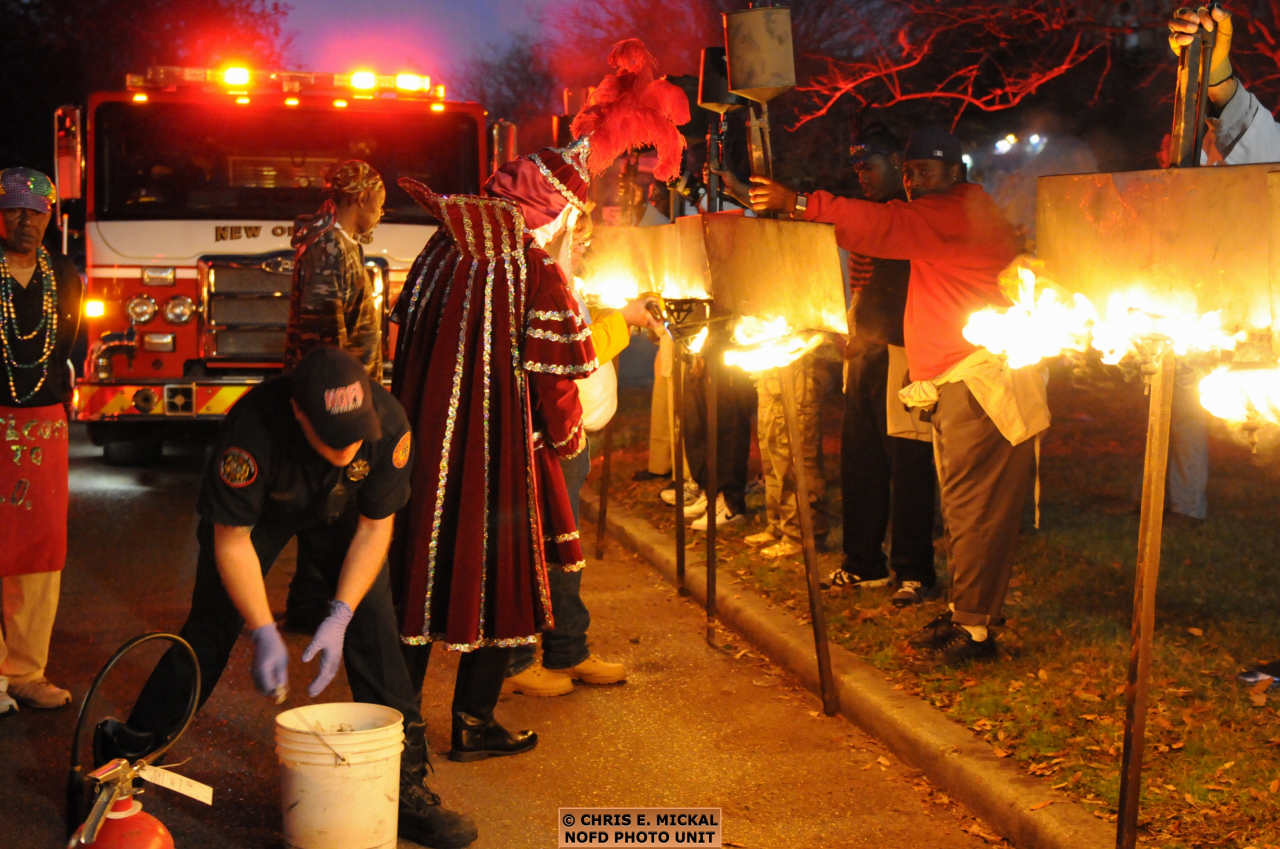 02/07/2013 Mardi Gras Flambeaux Lighting | Fireline Photos